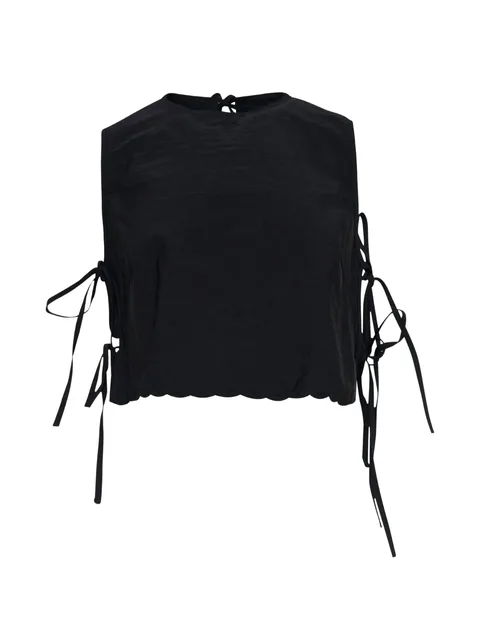embroidered lace-up top