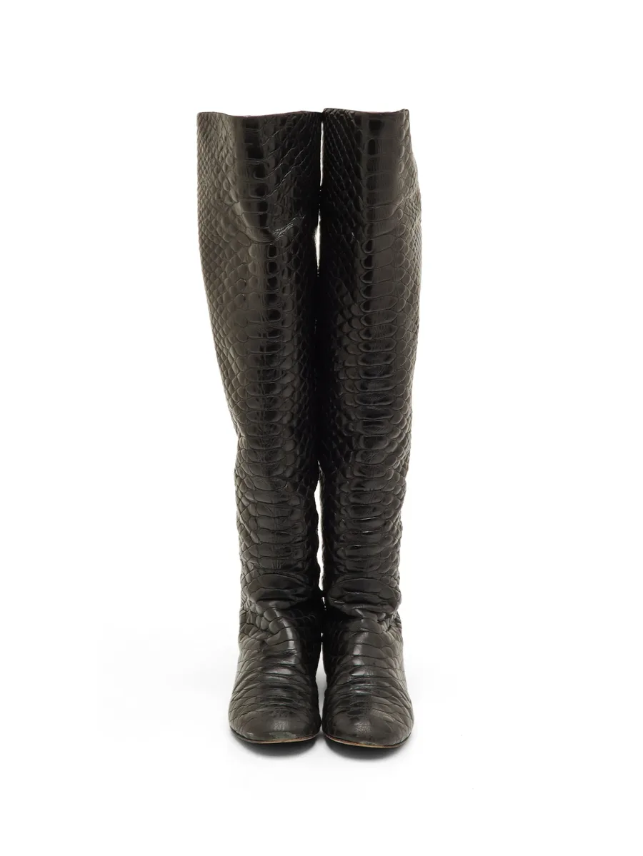 snakeskin-pattern over-the-knee boots 9