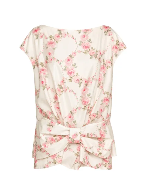 floral-print bow-detail blouse
