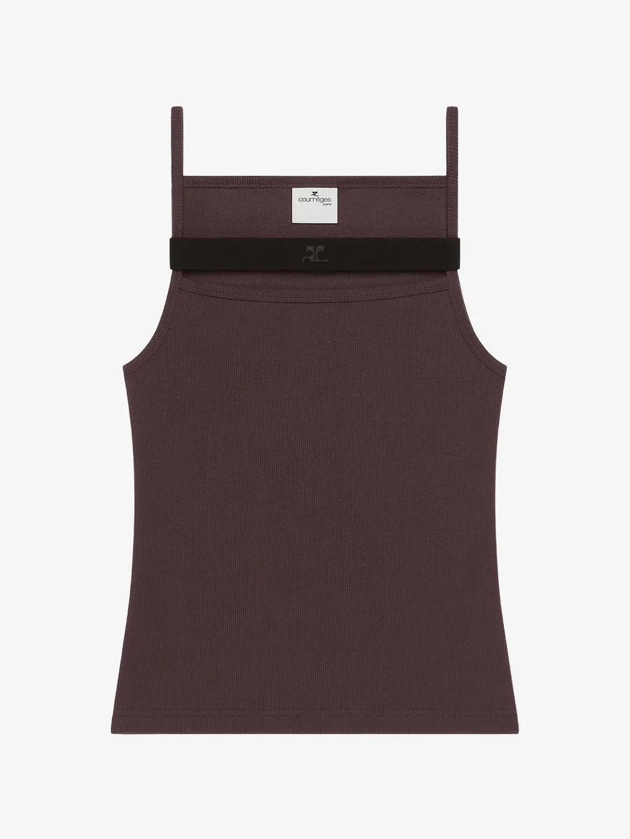 ribbed-knit strap-detail tank top 1