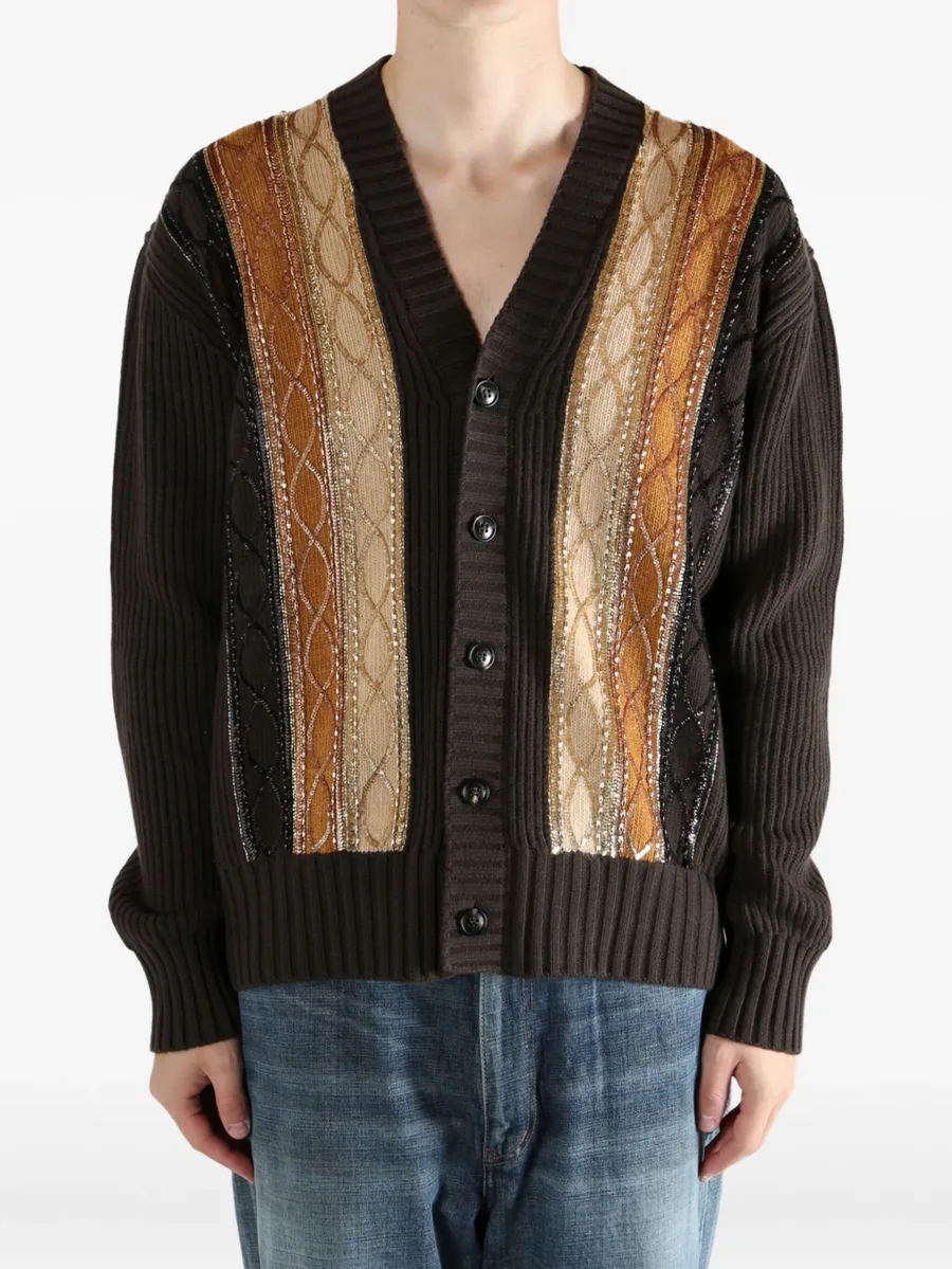 striped-detail patterned cardigan 3