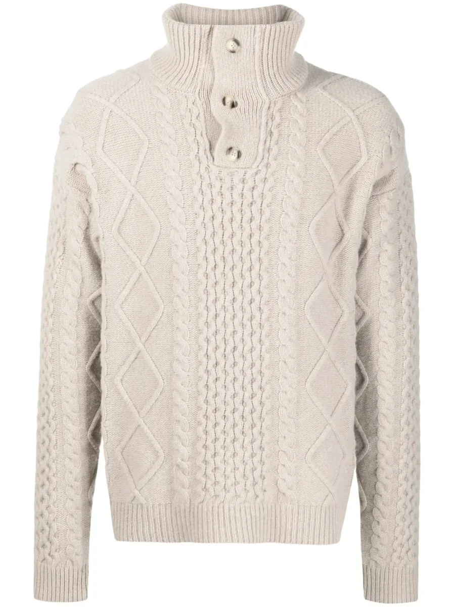 button-collar cable-knit jumper 1