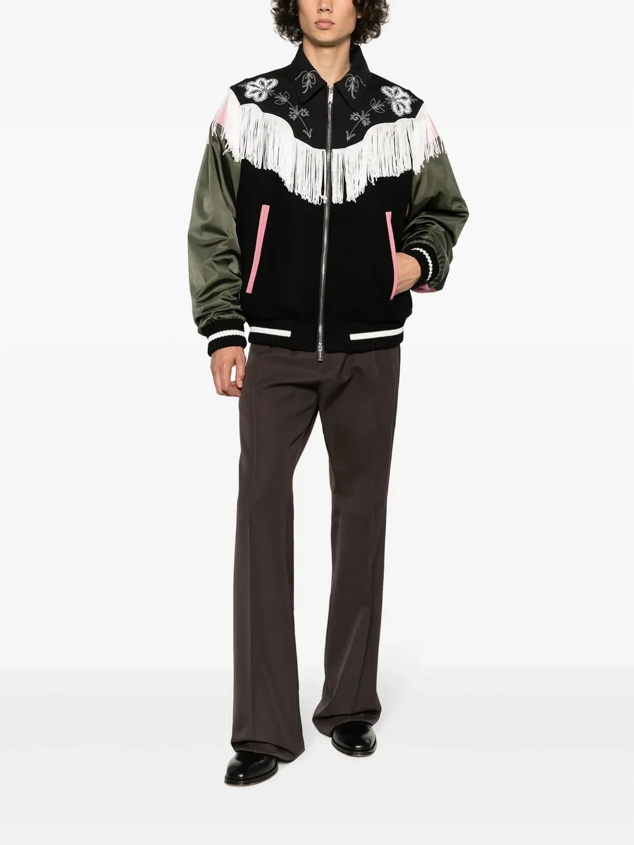 frayed-trim bomber jacket 4