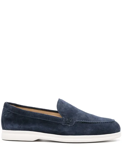almond-toe suede loafers