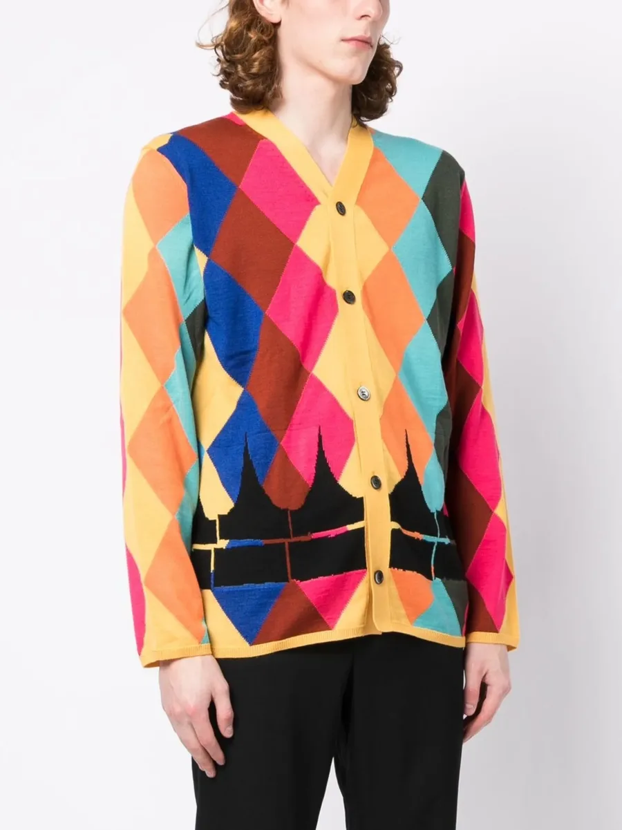 diamond-print V-neck cardigan 6