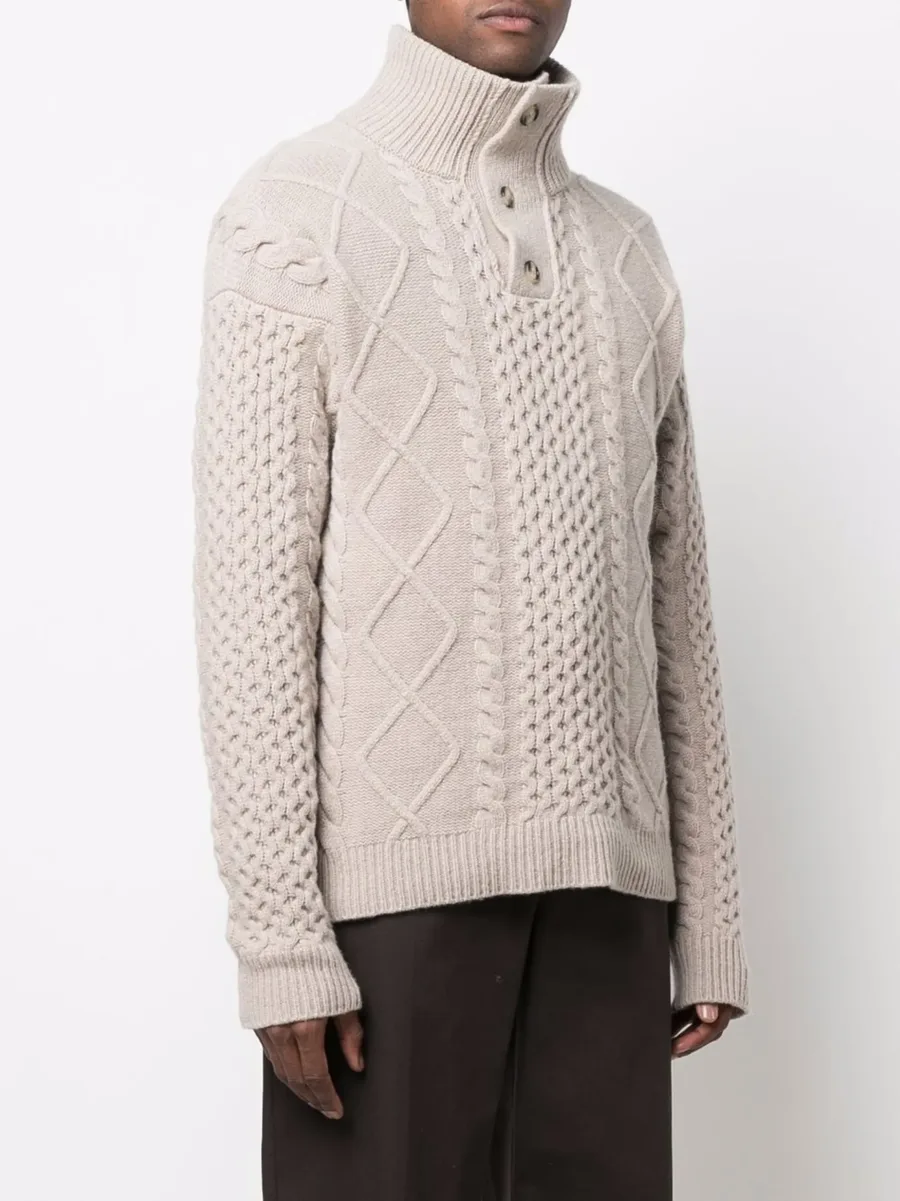 button-collar cable-knit jumper 5