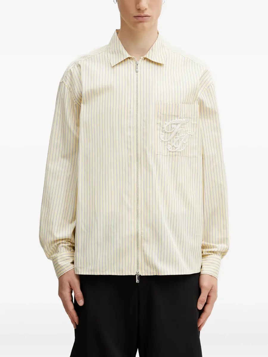 striped embroidered-logo shirt 2