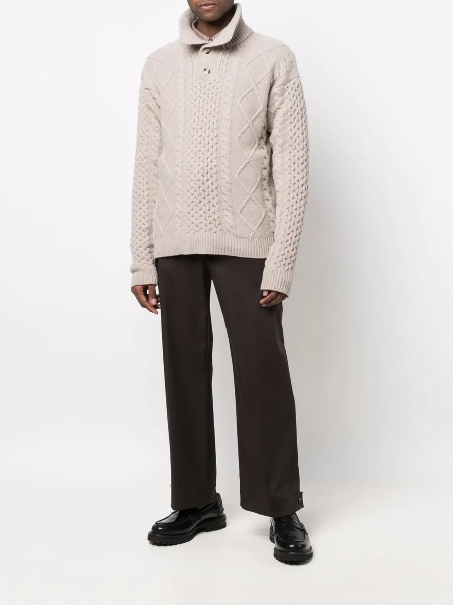 button-collar cable-knit jumper 4