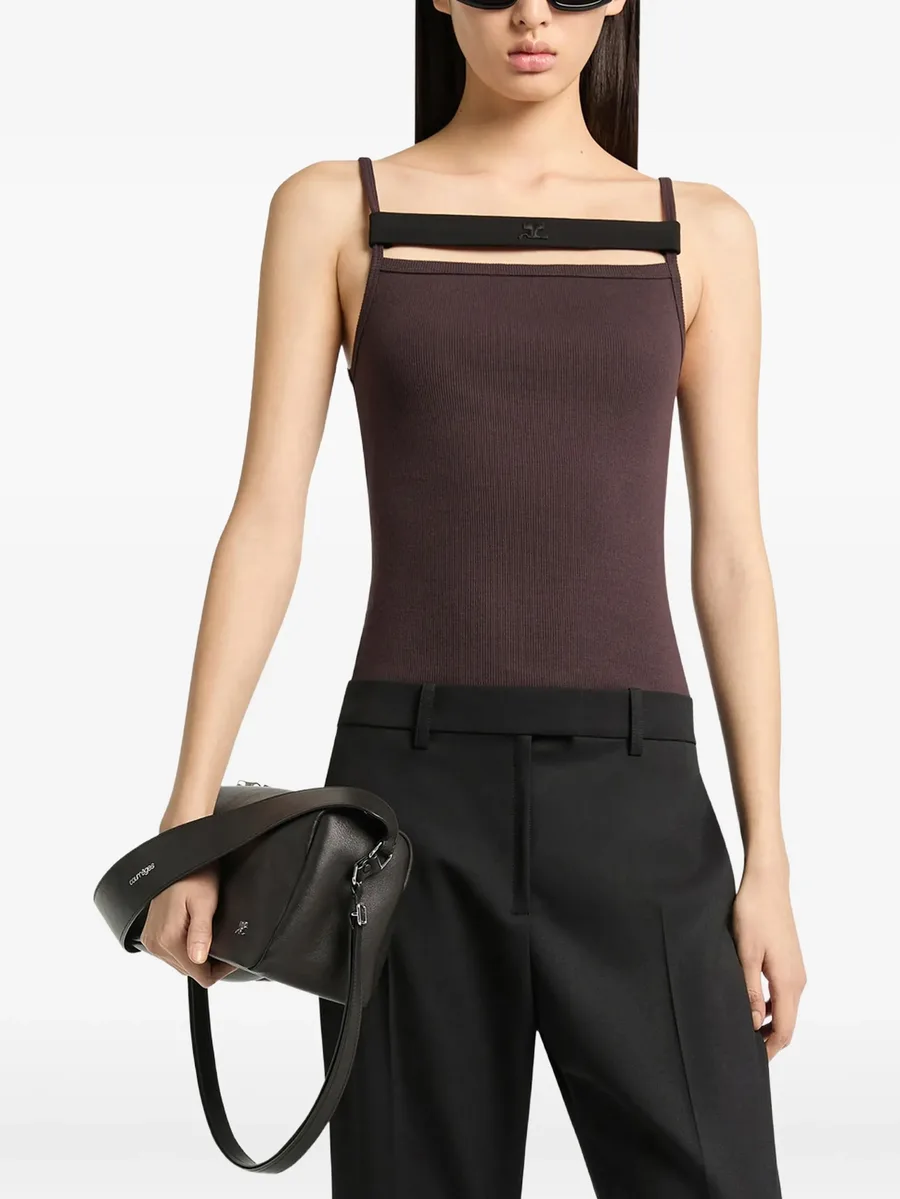 ribbed-knit strap-detail tank top 2