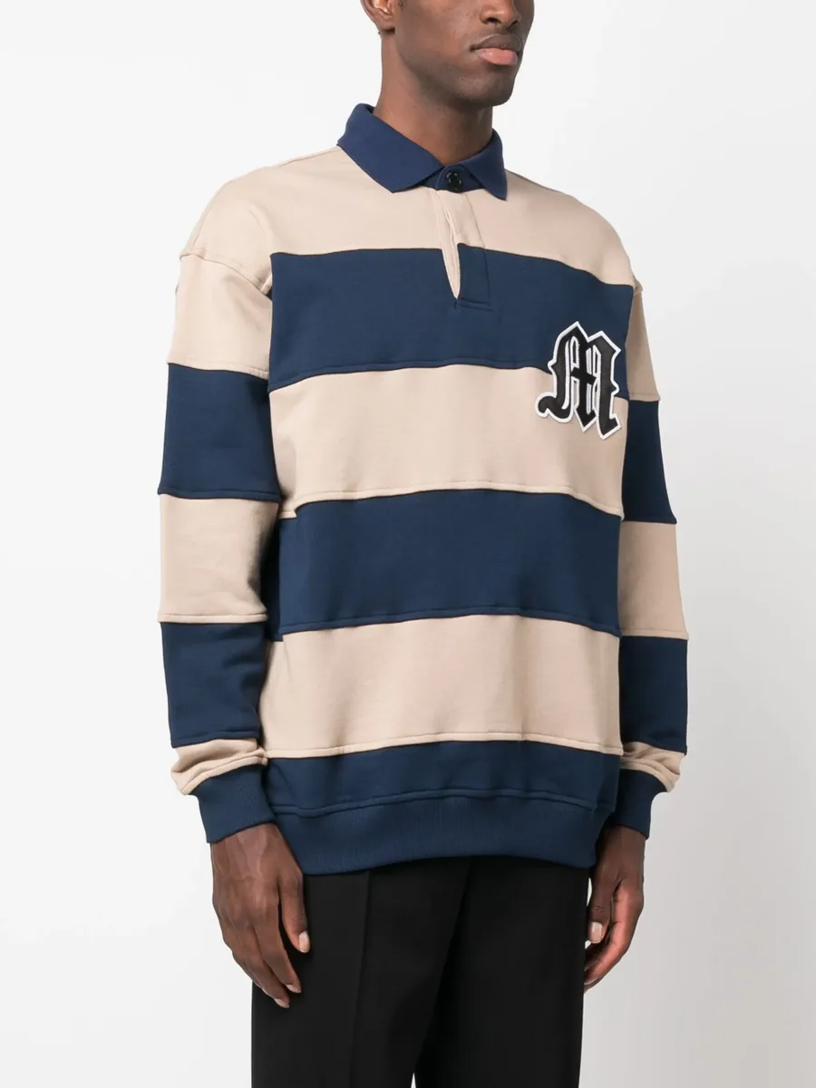 logo-patch striped polo sweatshirt 5