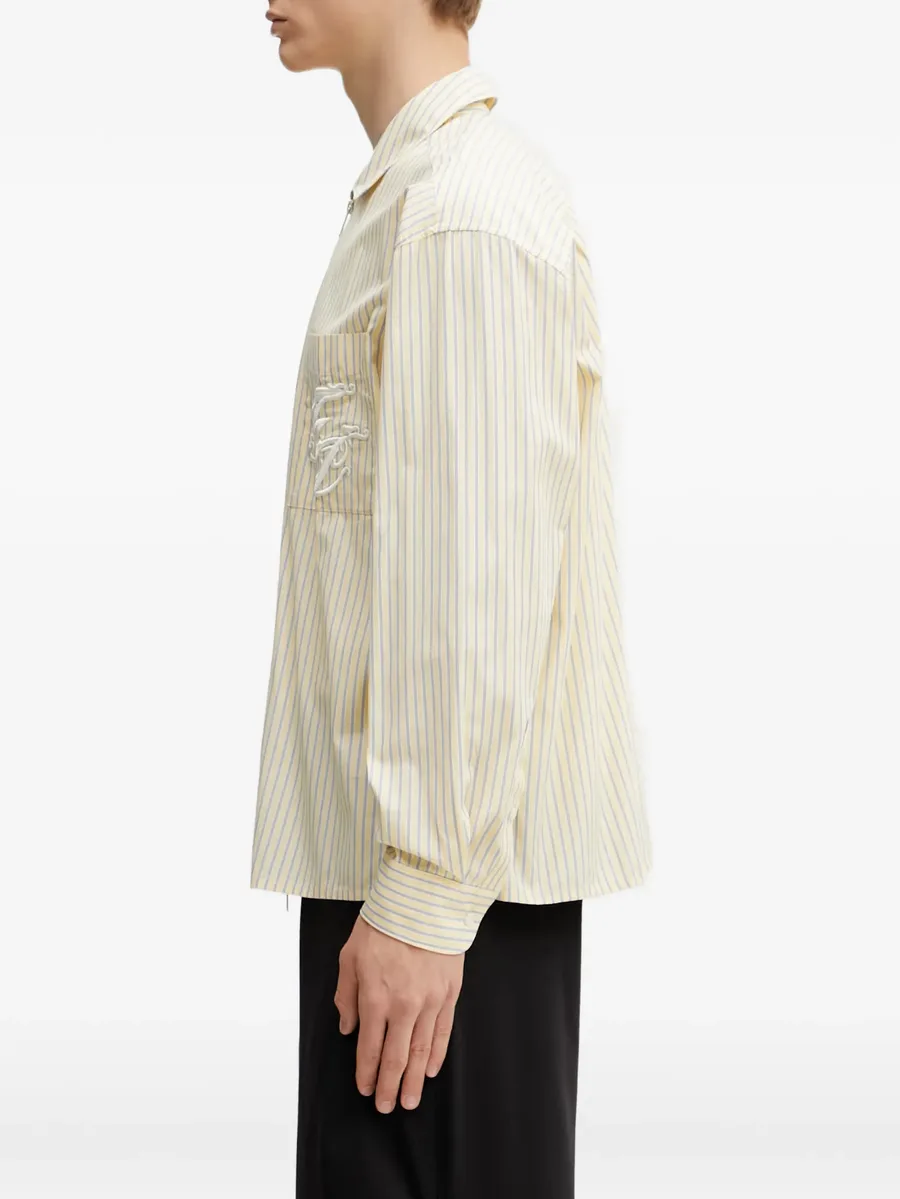 striped embroidered-logo shirt 3