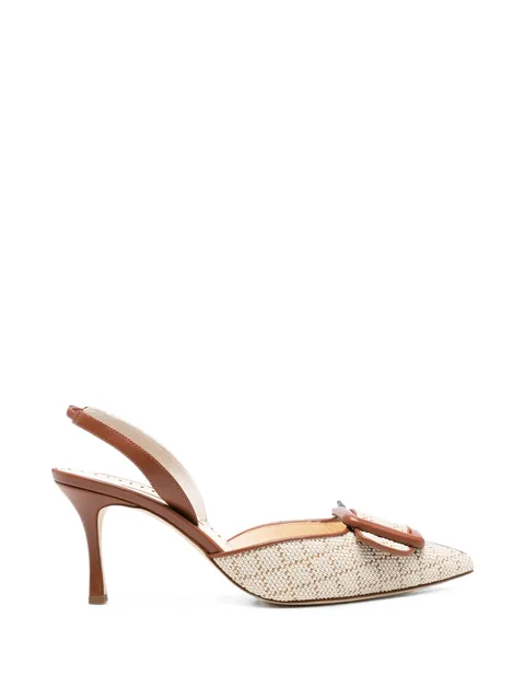 Mayslibi buckle-detail raffia pumps