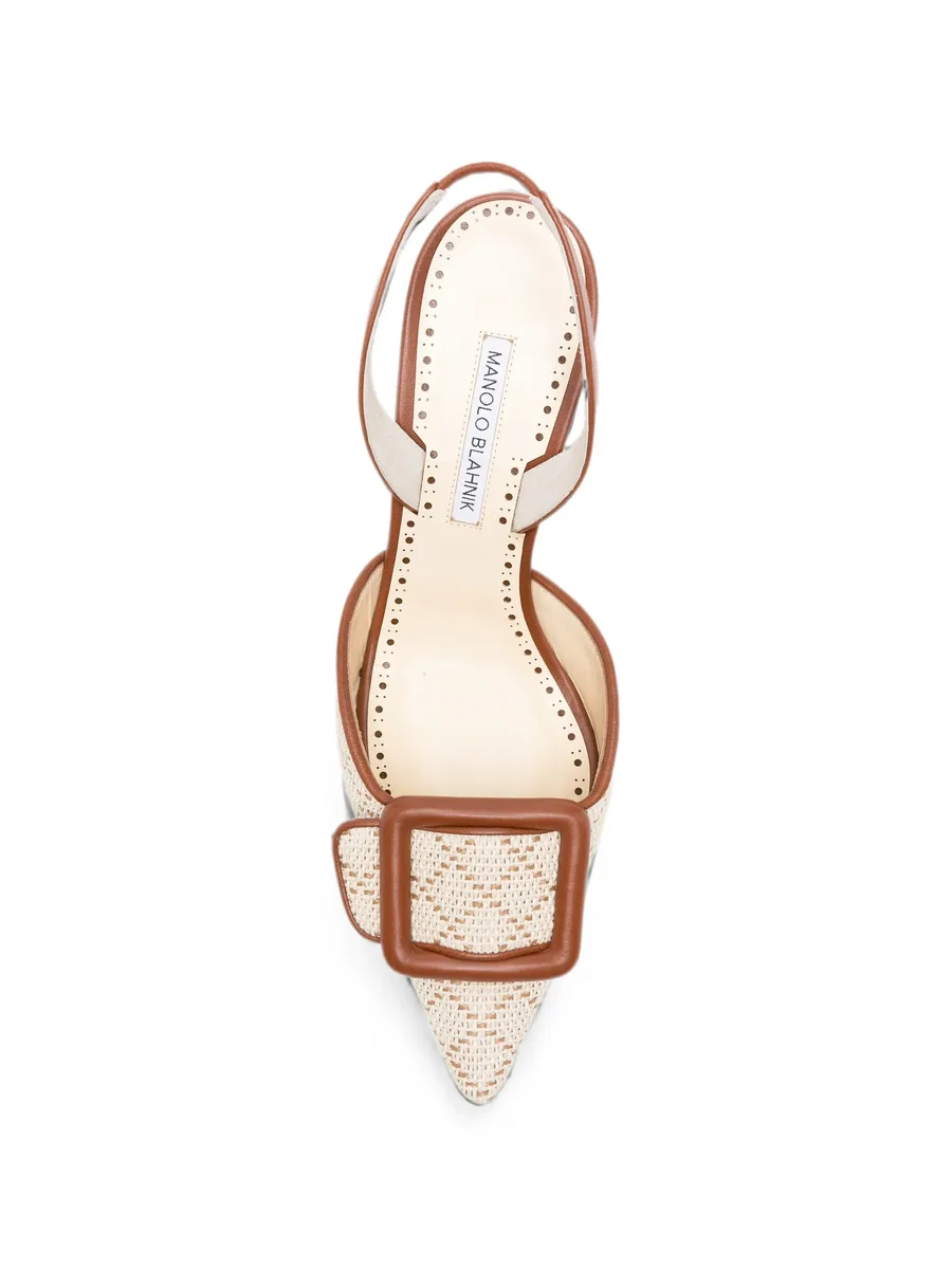 Mayslibi buckle-detail raffia pumps 8