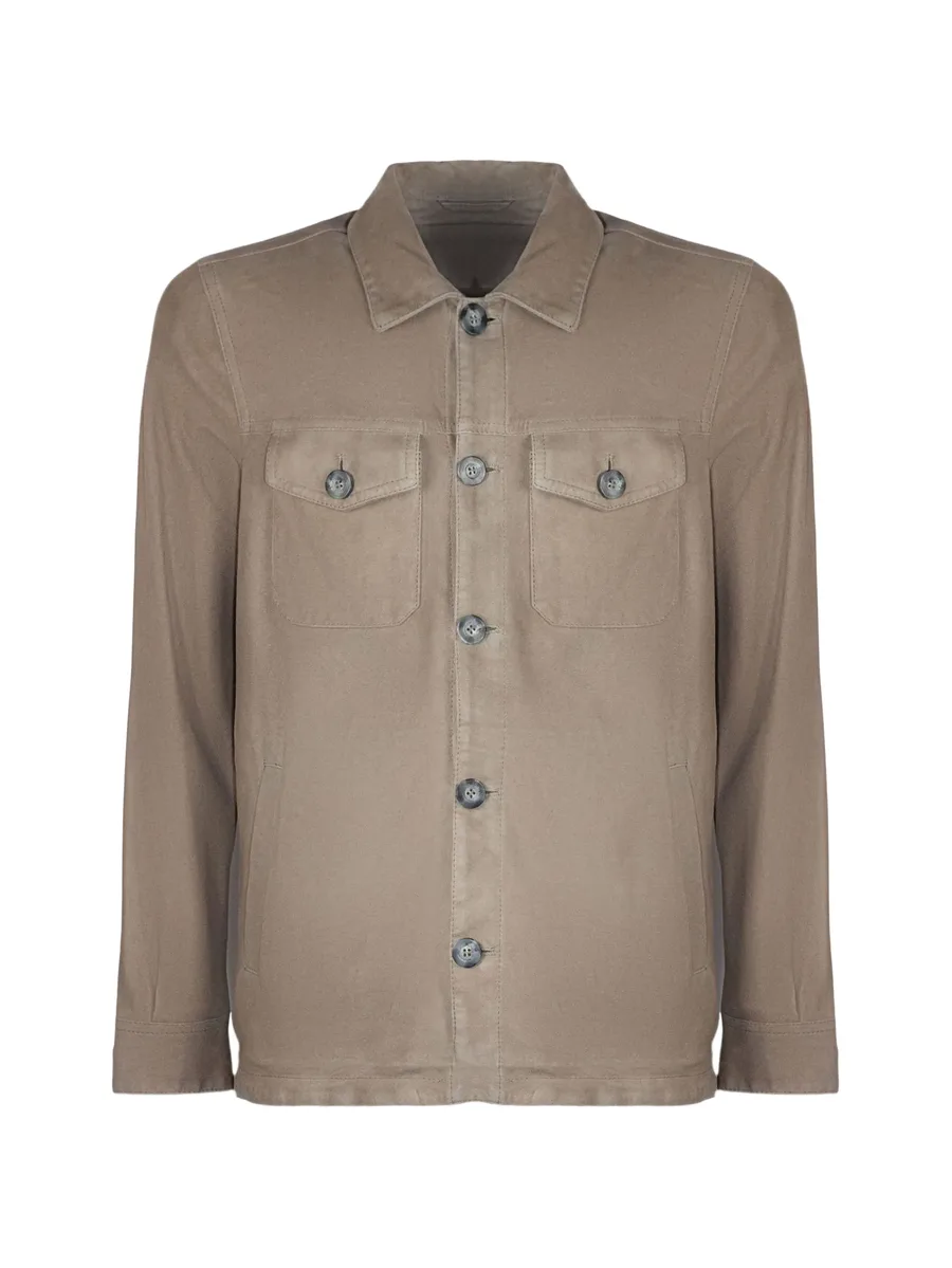 Urano button-front suede shirt jacket 1