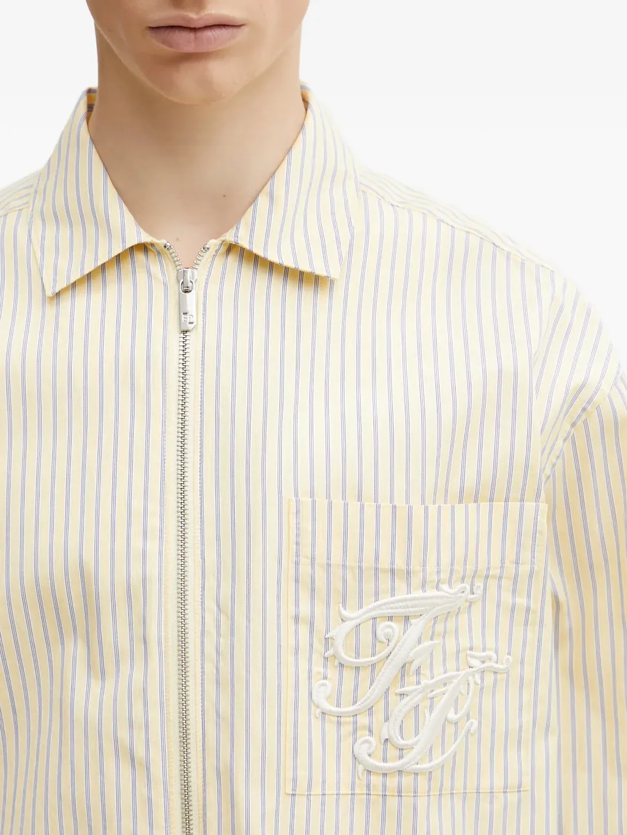 striped embroidered-logo shirt 8