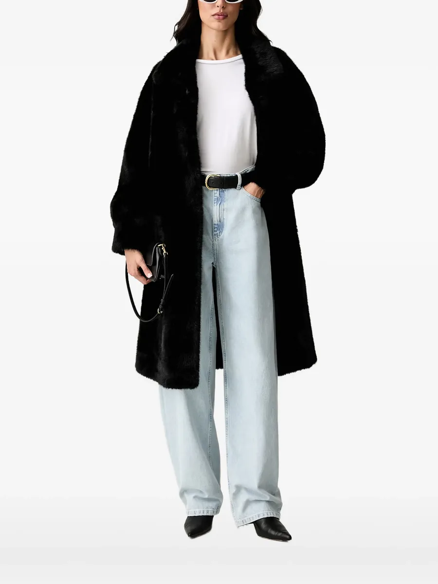 faux-fur single-breasted coat 1