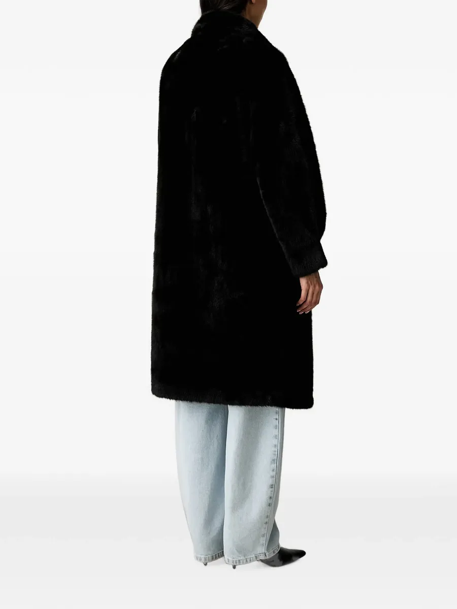 faux-fur single-breasted coat 3