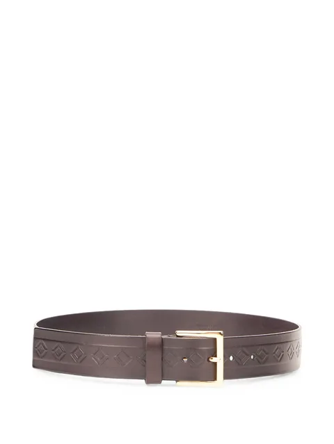 geometric-embossed leather belt