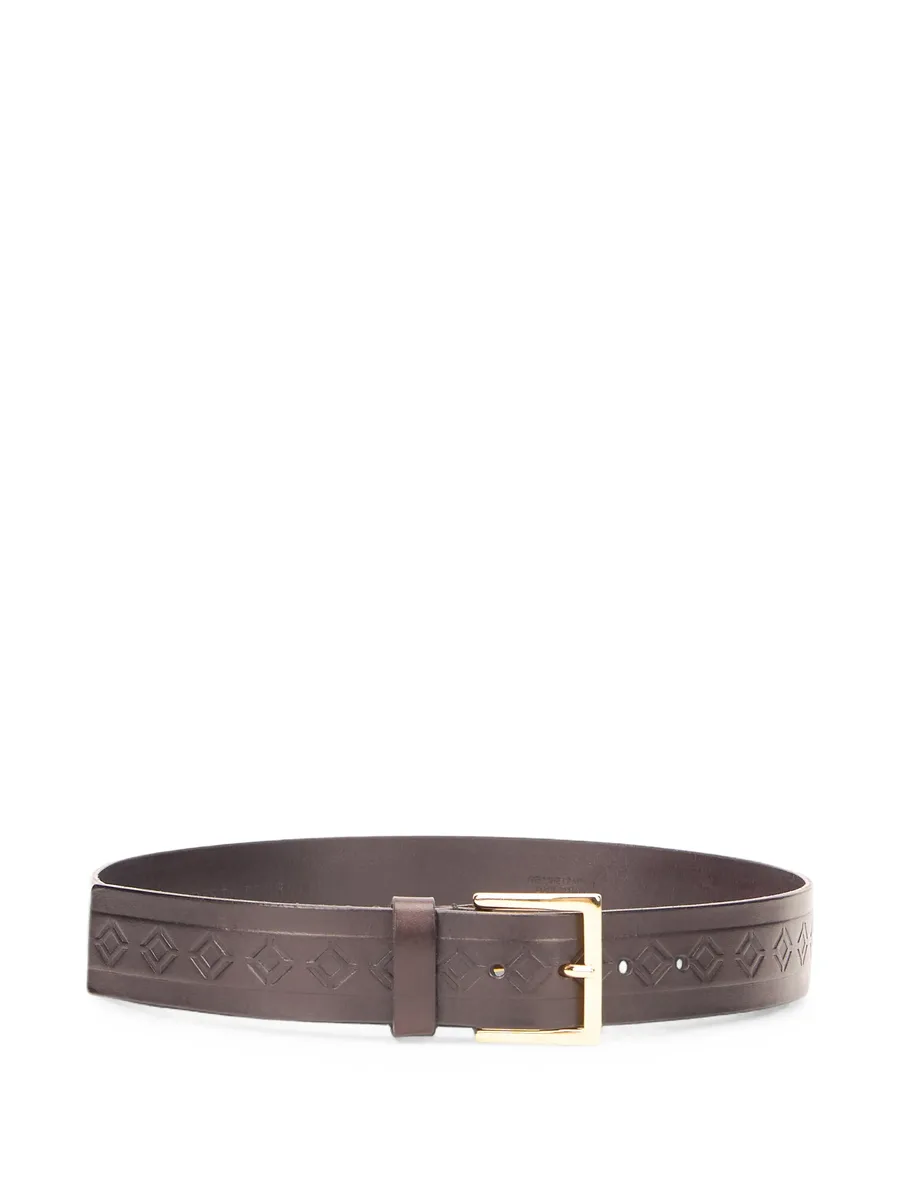 geometric-embossed leather belt 1
