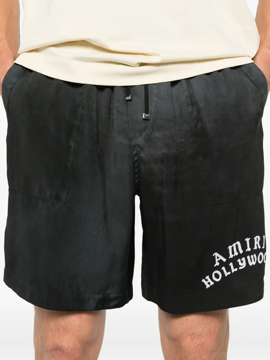 logo-embroidered silk shorts 10