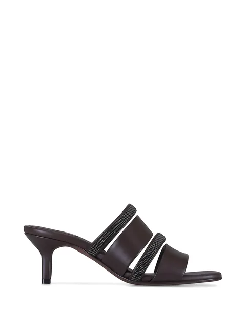 Monili-embellished leather sandals