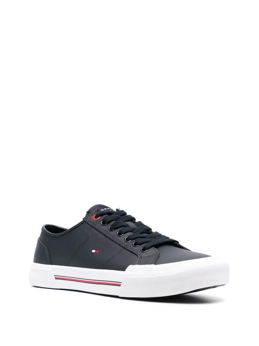 logo-embroidered low-top leather sneakers 3