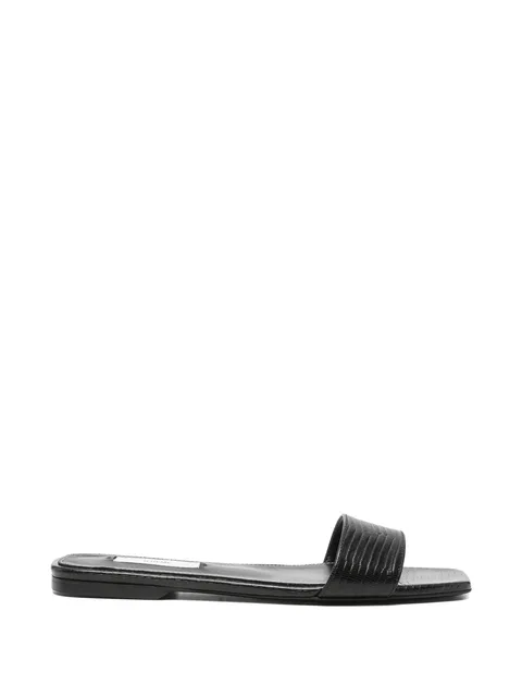 lizard-embossed bandeau sandals