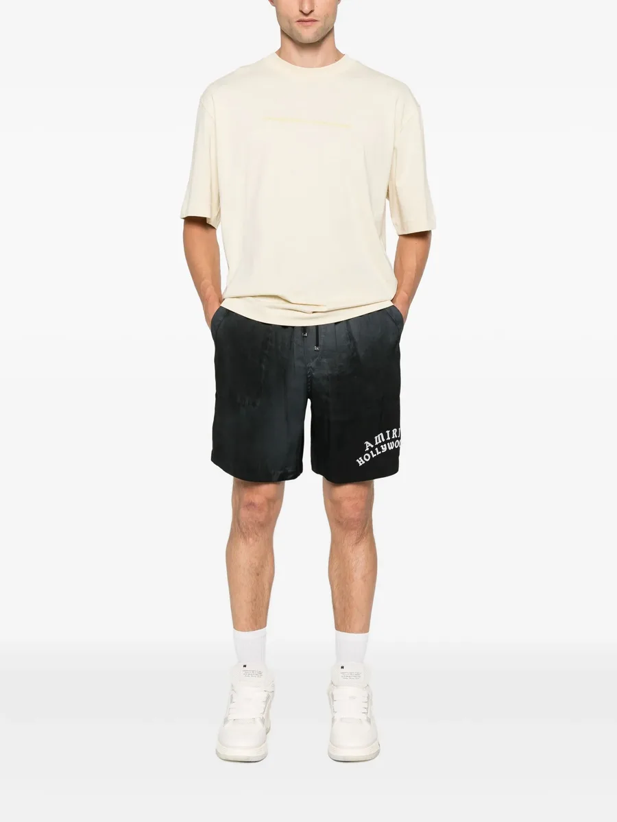 logo-embroidered silk shorts 3