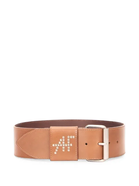 studded-logo leather belt