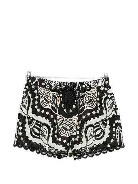 scallop-edge seashell-print shorts