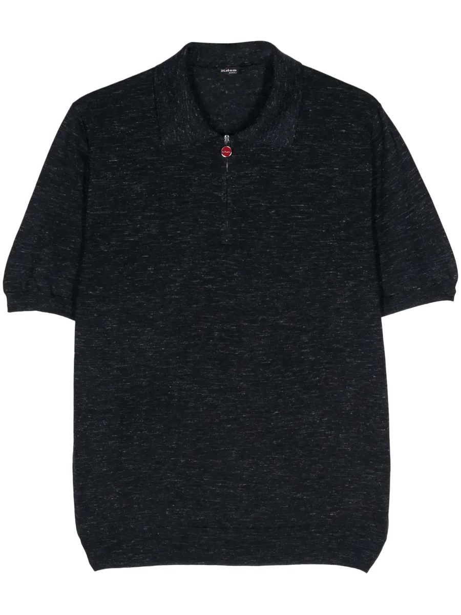 mélange fine-knit polo shirt 1
