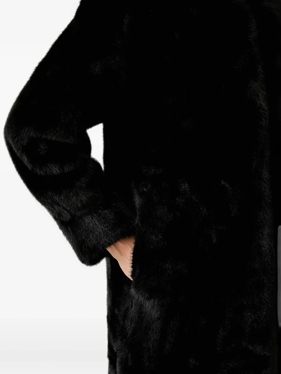 faux-fur single-breasted coat 5