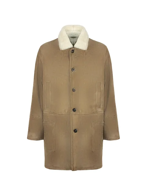 Davin fur-collar suede coat