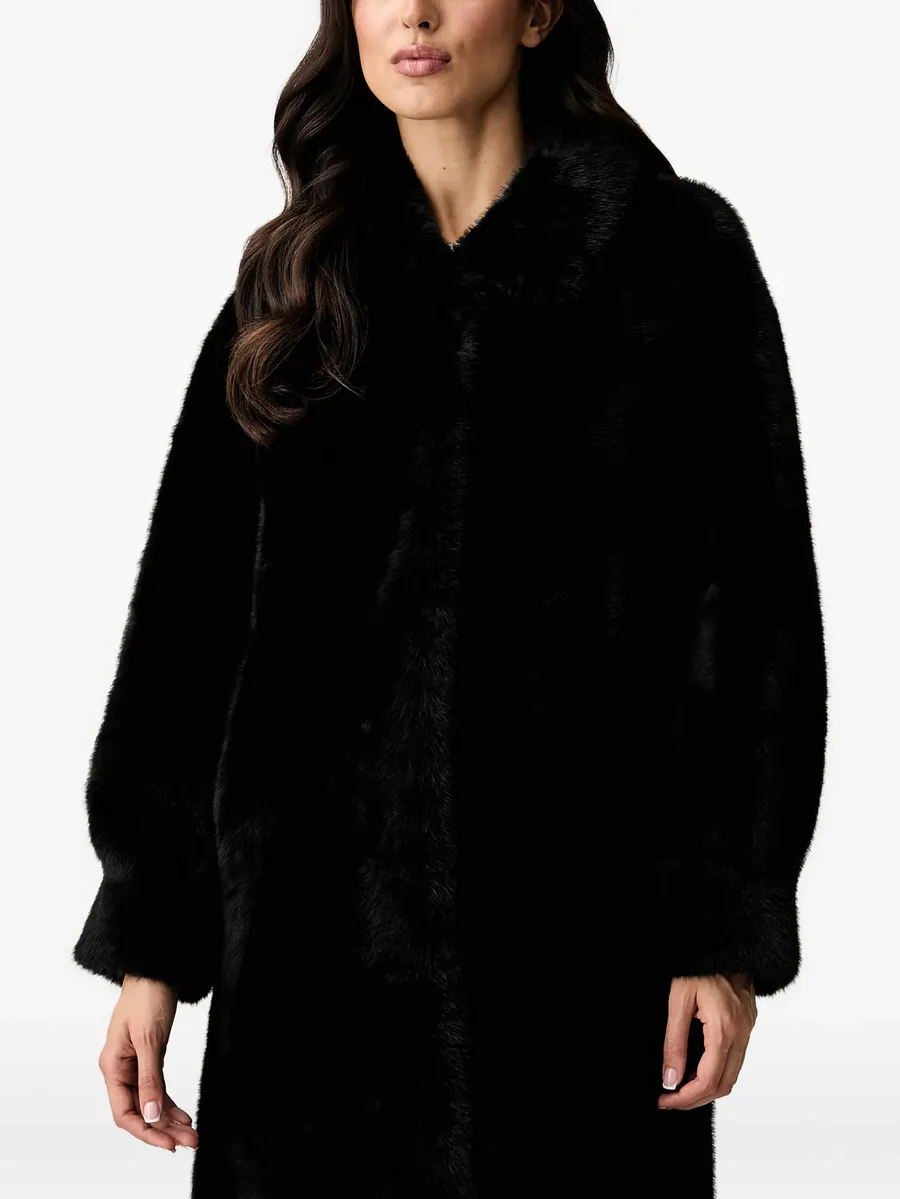 faux-fur single-breasted coat 4