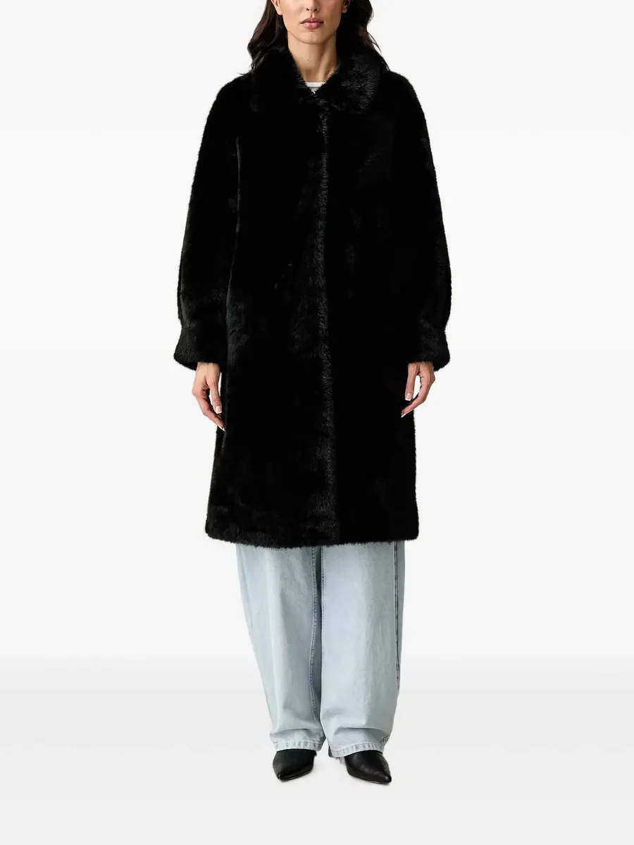 faux-fur single-breasted coat 2