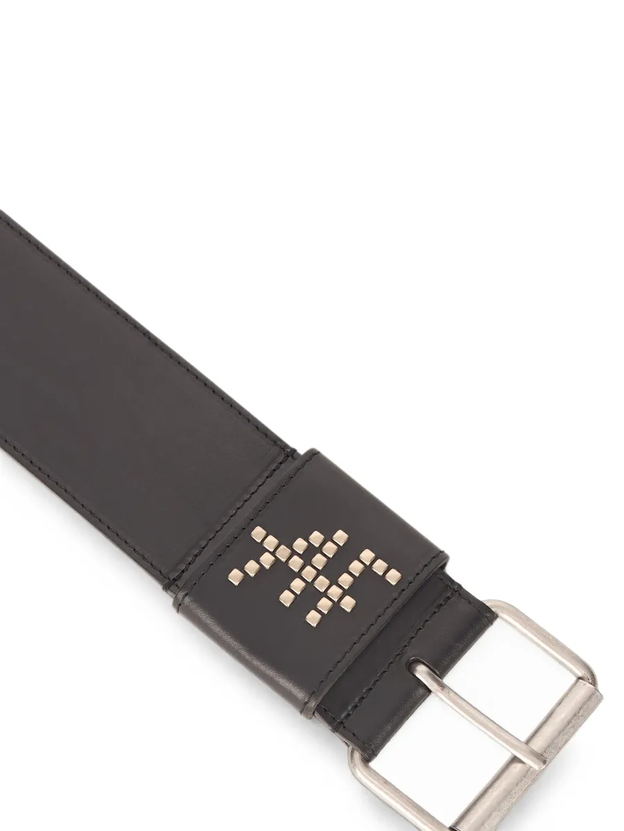 logo-stud leather belt 2