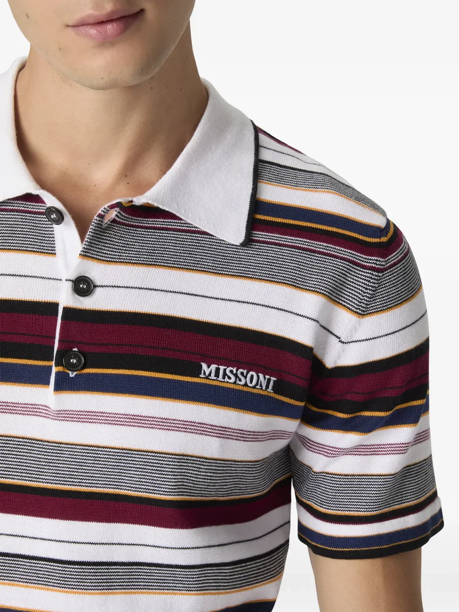logo-embroidered striped polo shirt 8