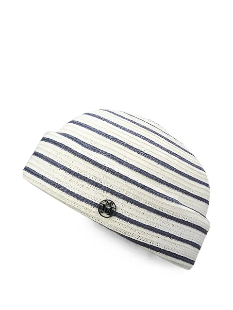 Ugo striped straw beanie hat