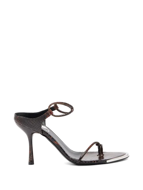 D-Diam's-thin cord sandals in croc-effect leather