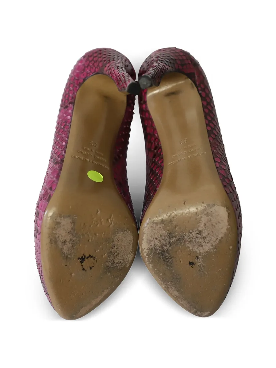 snakeskin-embossed heeled pumps 9