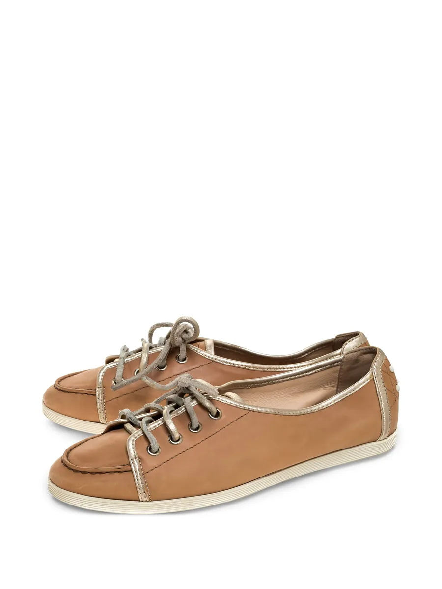 pre-owned leather sneakers 4