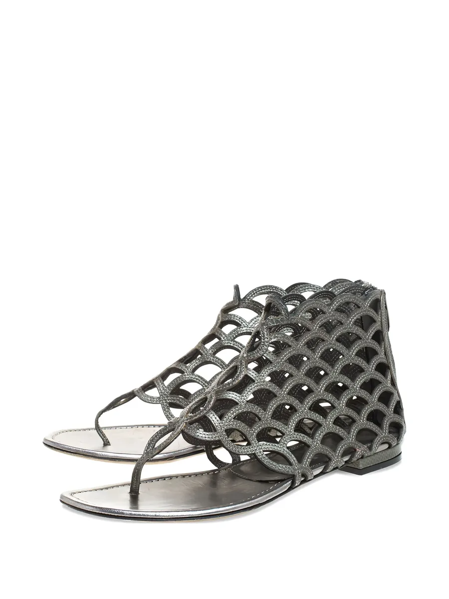 scalloped leather sandals 4