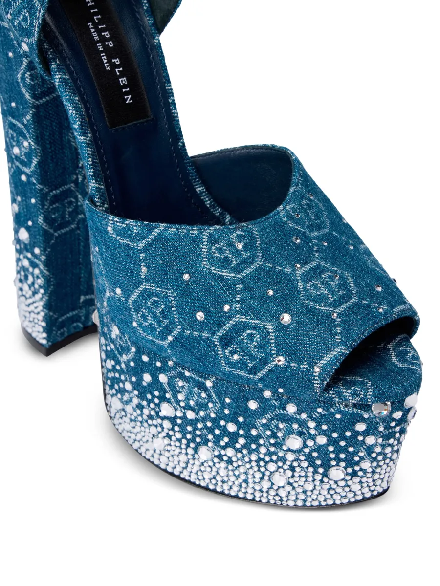 monogram rhinestone platform sandals 7