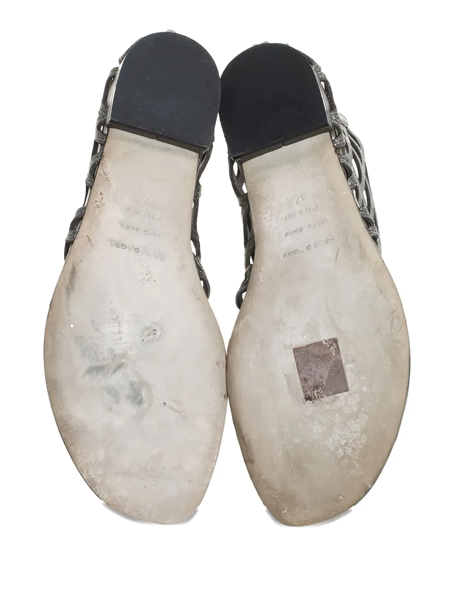 scalloped leather sandals 8