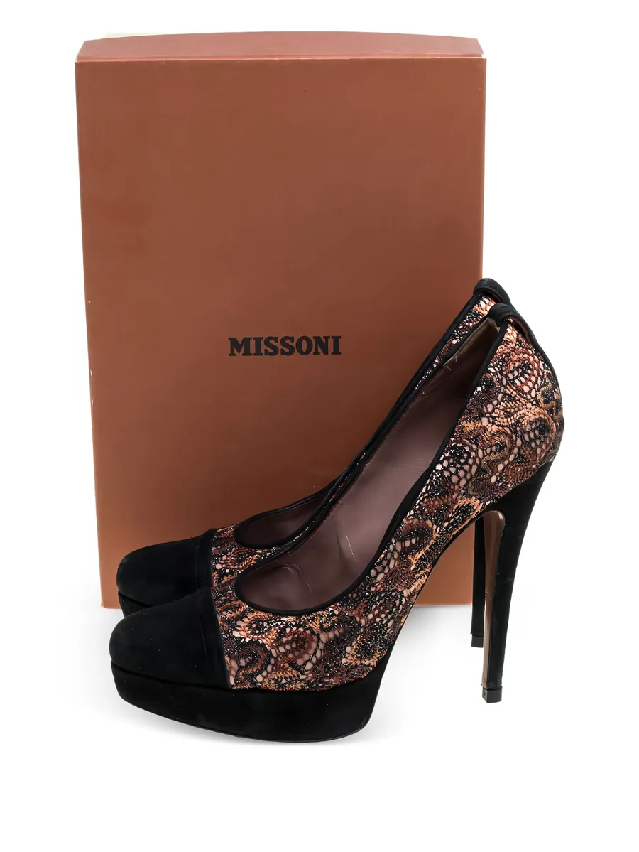 Lace Suede Platform Pumps 10
