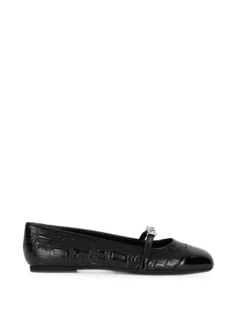 monogram-embossed logo-plaque ballet flats