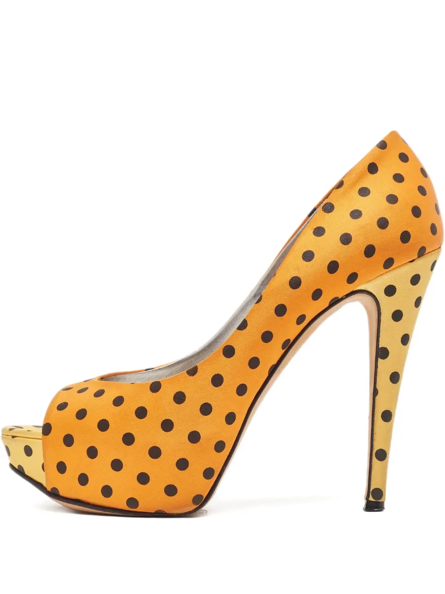 100mm polka-dot print heeled pumps 1