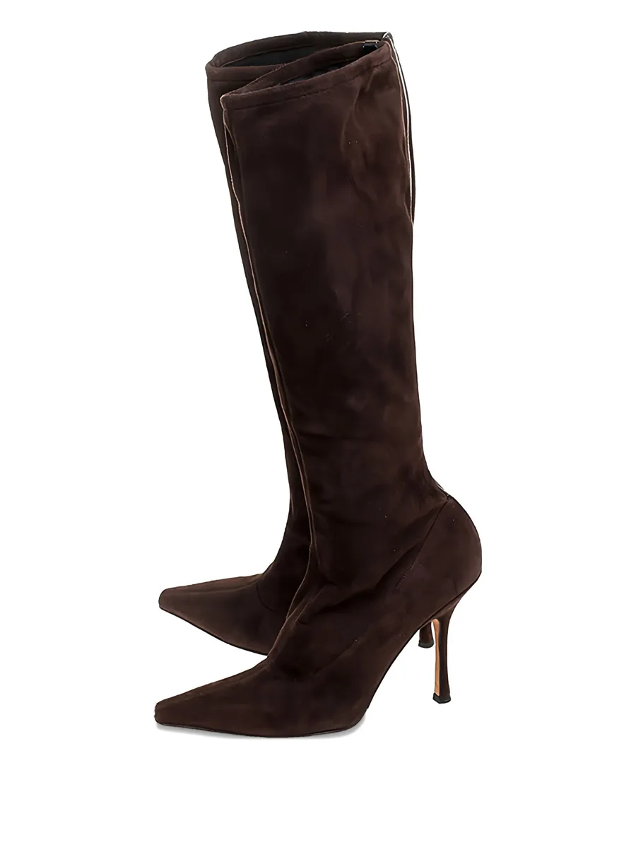105mm pointed-toe suede knee-high boots 3