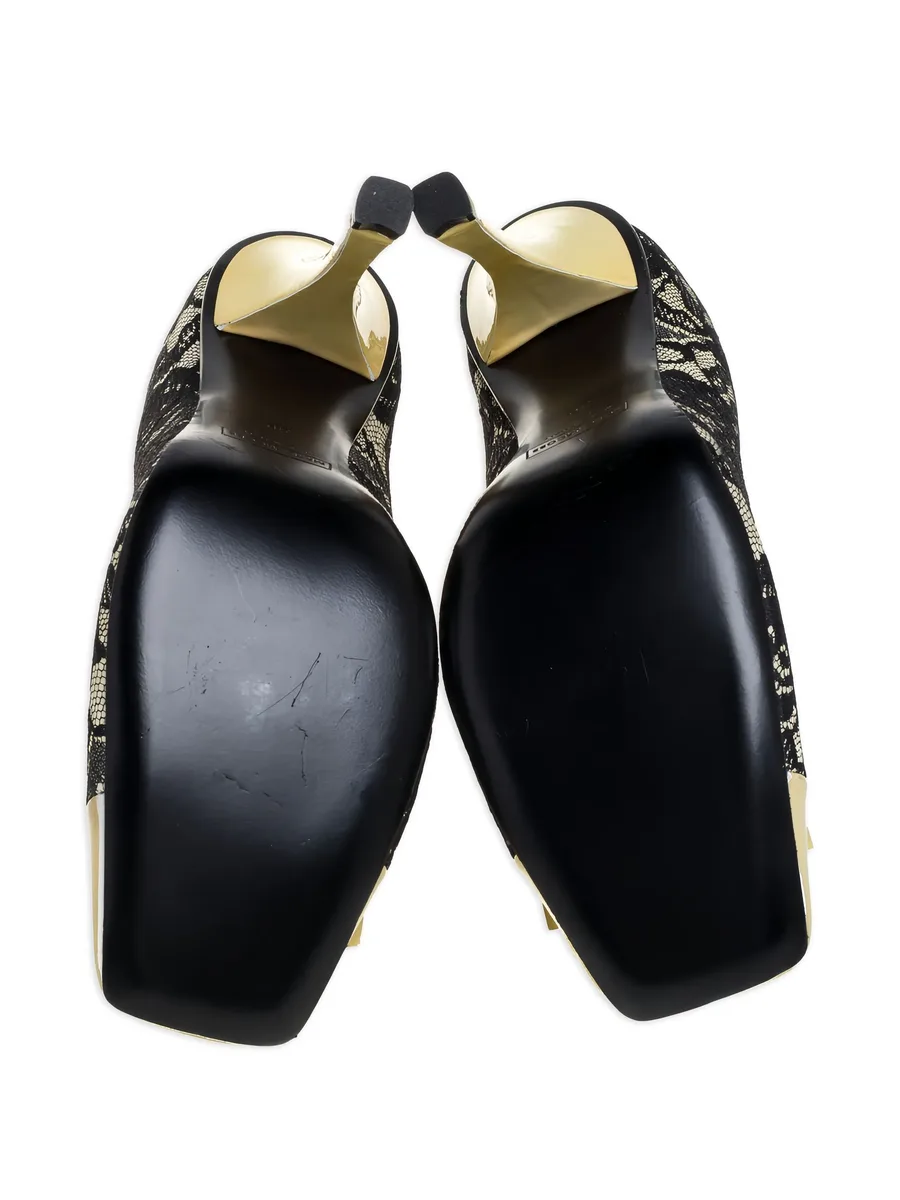 pre-owned 115mm floral-lace pumps 9