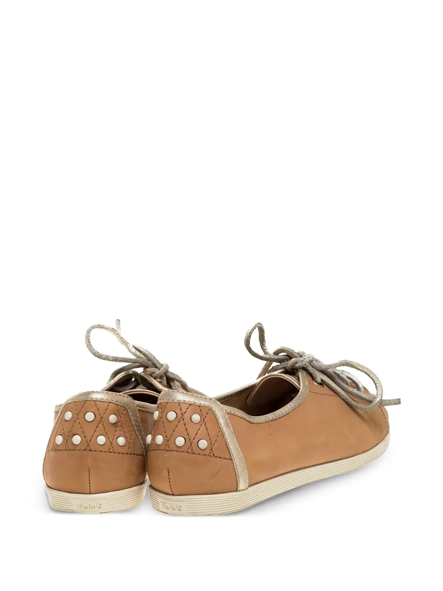 pre-owned leather sneakers 5
